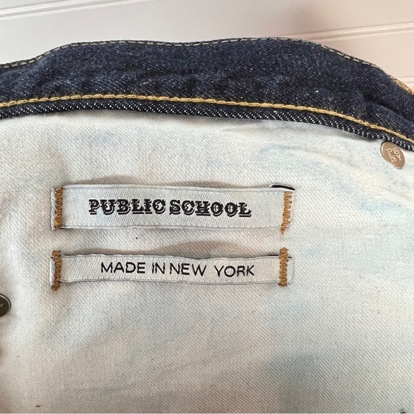 MENS PUBLIC SCHOOL PS13 NYC MADE LEATHER PATCHED DARK SLIM FIT JEANS 36x34 - Picture 13 of 14